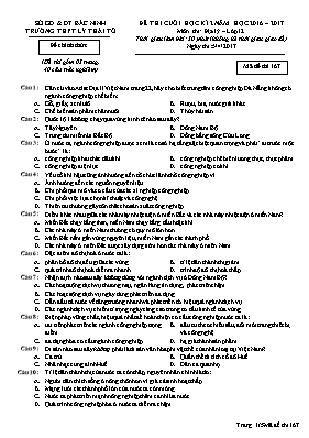 Đề kiểm tra chất lượng học kỳ II môn Địa lý Lớp 12 - Mã đề 167 - Năm học 2016-2017 - Trường THPT Lý Thái Tổ